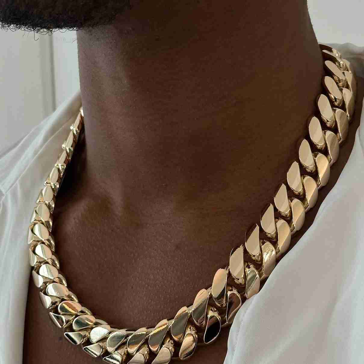 Luxury 20mm Cuban Chain Hiphop 925 Silver Gold Plated Monaco Chain Customized Trend Clasp Plain Cuban Link Chain