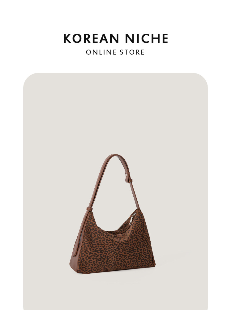 Leopard Print Autumn And Winter New Style Fashionable Large-Capacity Shoulder Bag For Women 2025 Retro Niche Design Commuting Armpit Handbag