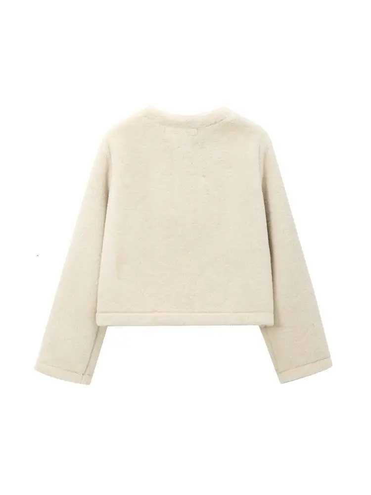 TRZAThick Warm Faux Fur Jacket for Women Long Sleeve Coat Front Toggle Female Outerwear Chic Tops Fashion Z250918