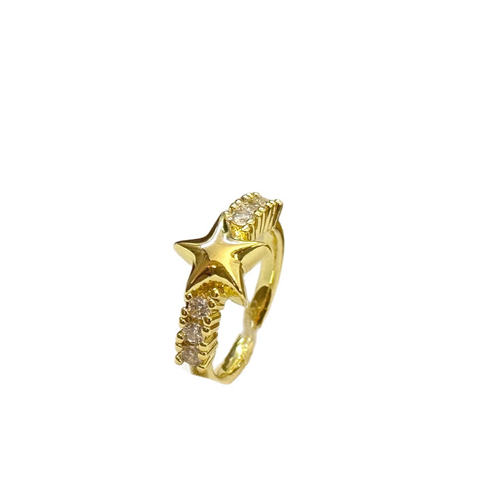Gold - Toned Star Open Cuff Ring With Crystal Accents Delicate Daily & Charming Jewelry Gift For Her High - Quality And Stylish Accessory