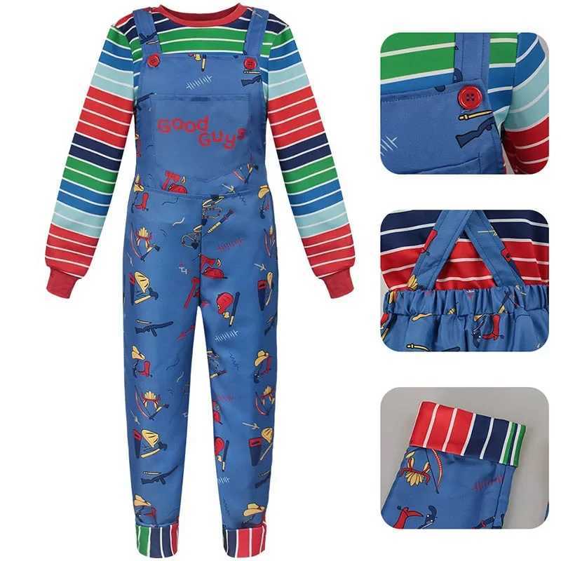 Halloween Costume Chucky ChildPlay Blue Cartoon Jumpsuit Overalls with Striped Shirt for Adult Chucky Cosplay Costume L250918