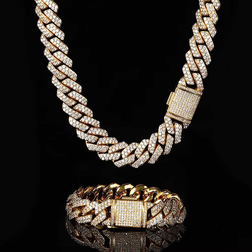 Hip Hop Jewelry Choker Necklace Iced Out Chain White Gold Plated Cuban Link Diamond Choker Ne