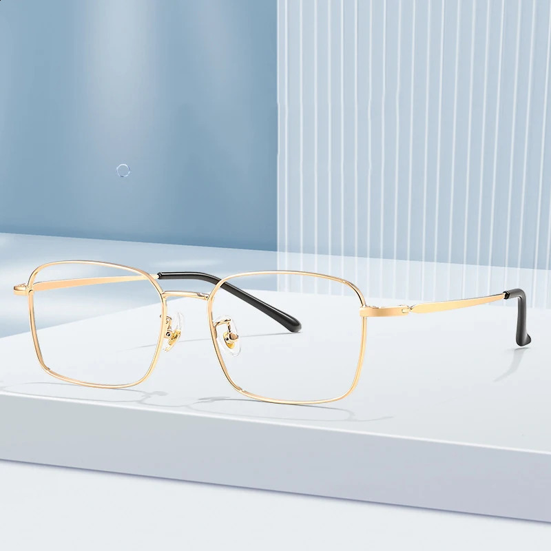 Eyeglass Frame Men Business Metal Square Flat Light Mirror Ultra Comfortable To Wear Anti Blue Fashion Glasses 250918