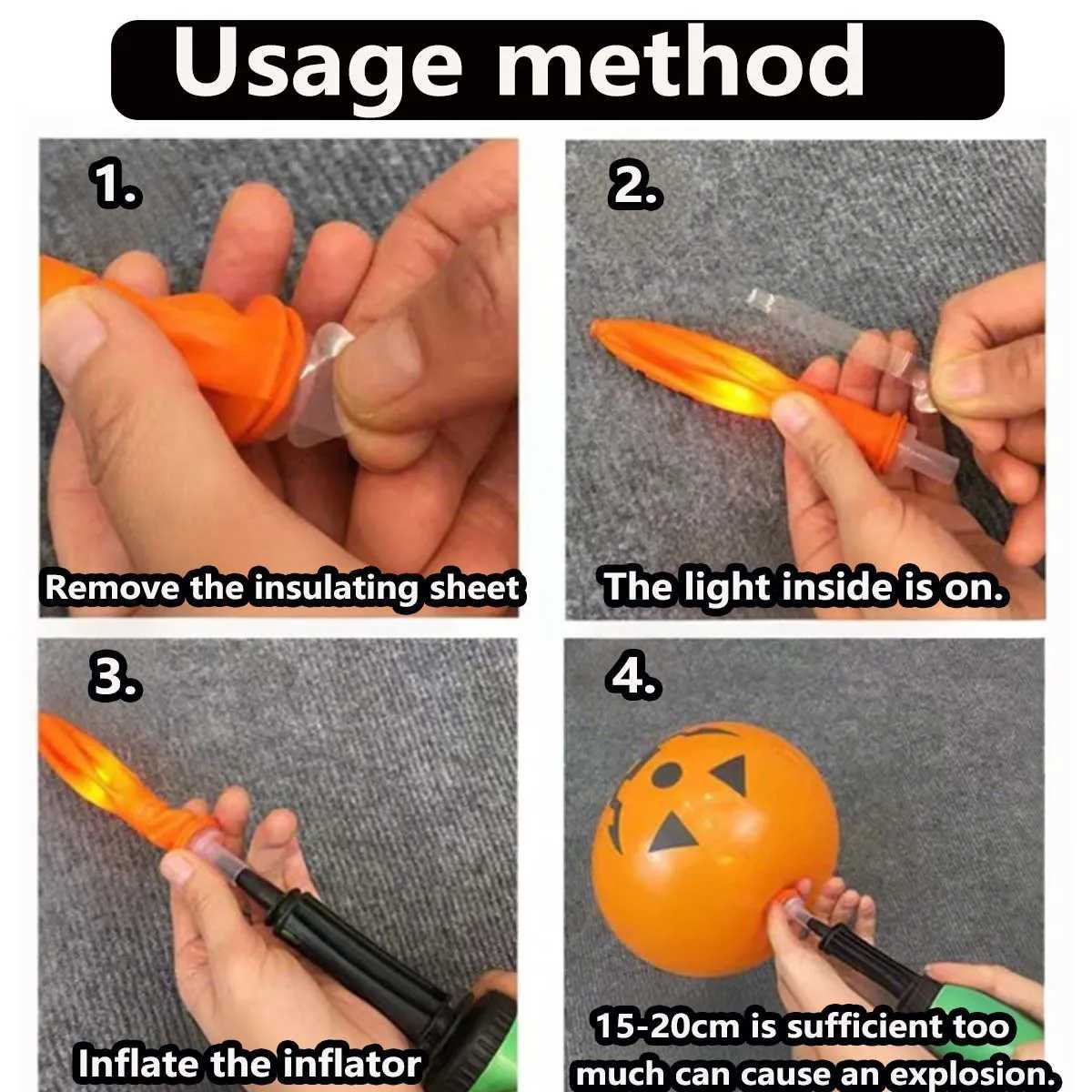 510pcs Halloween Pumpkin LED Luminous Latex Balloon Halloween Decoration Home Outdoor Halloween Pumpkin Decoration C250919