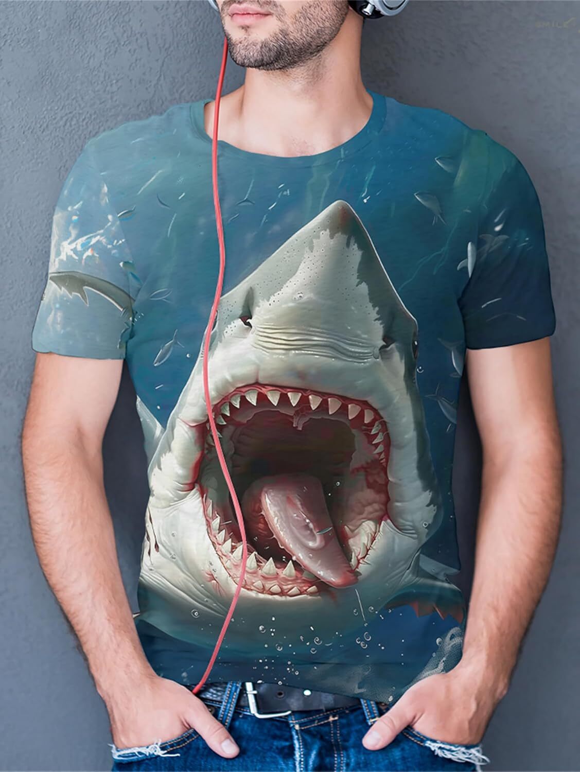 Mens T shirt Mens Shark Ocean Graphic T-Shirt Shark Attack Humorous Marine Biology Animal Science Pattern Male Breathable Tee Top T-Shirt Shirts Tshir