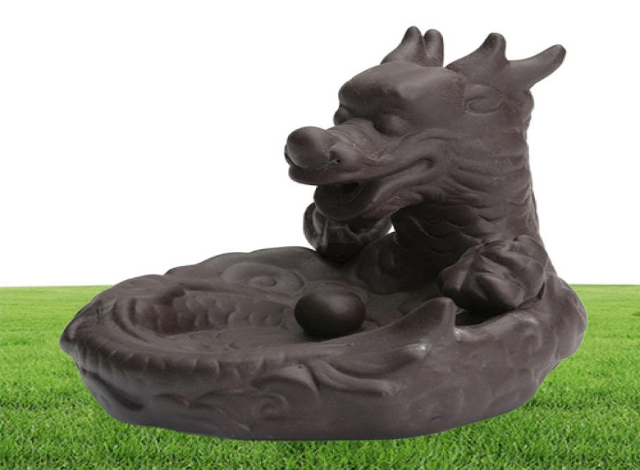 FBIL Dragon Cone Incense Burner Purple sand Backflow Dragon Smoke Holder quotDragon Pondquot coffee 105 x 11 x 10cm1740740