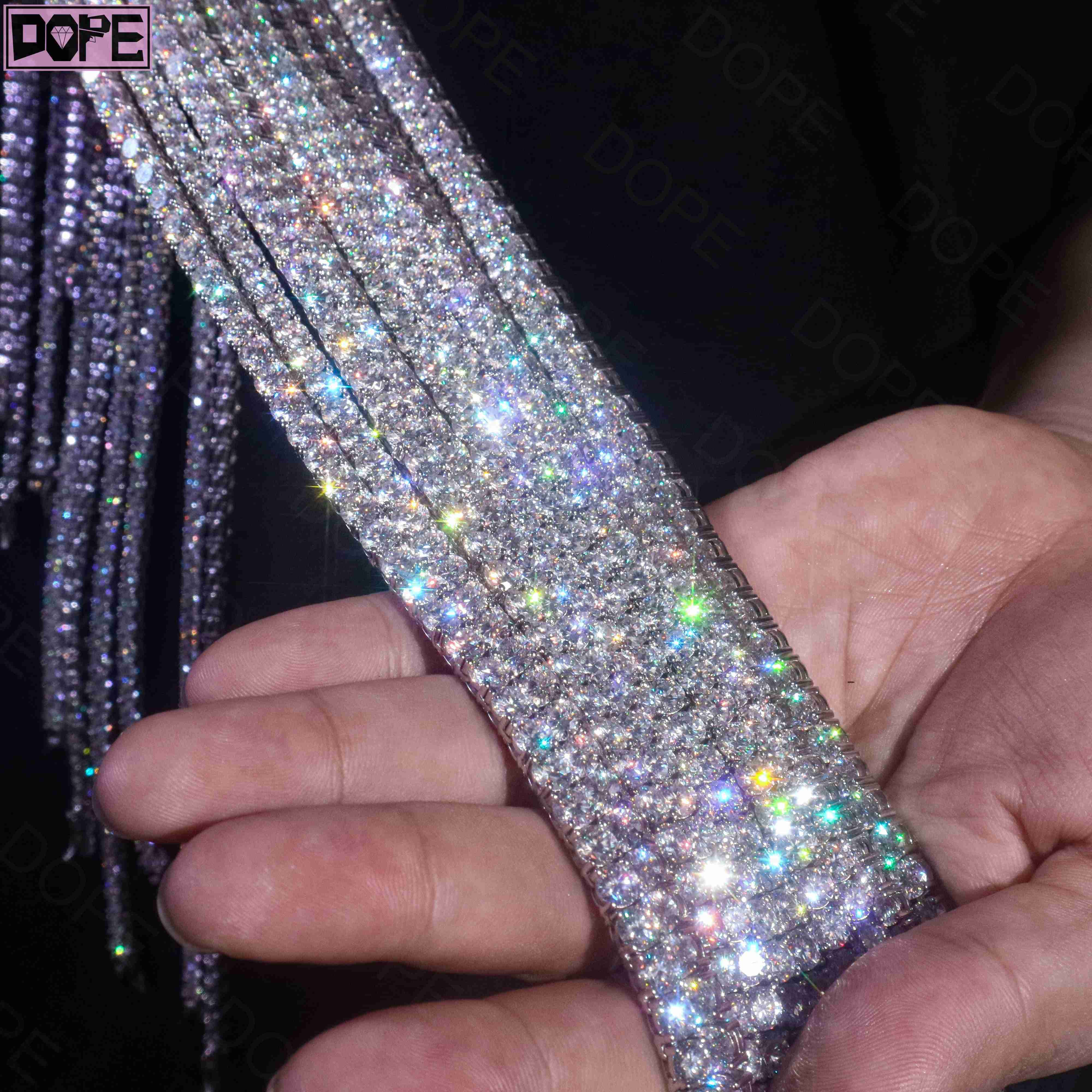 5mm Moissanite Chain 925 Silver Iced Tennis Necklace GRA Certified VVS Diamond Moissanite Tennis Chain