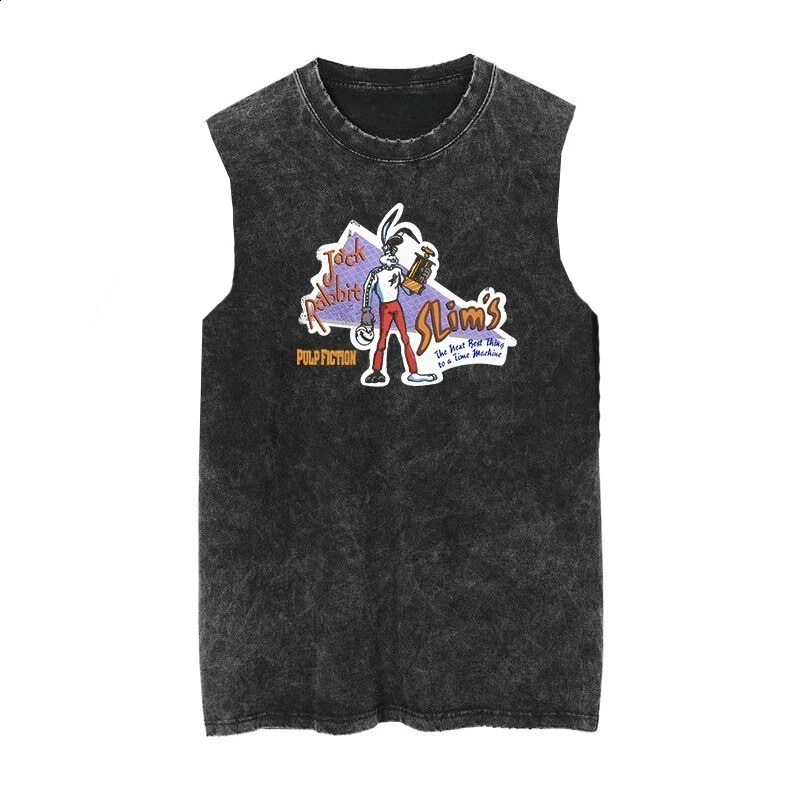 Quentin Pulp Fiction film print vest distressed washed vintage sleeveless Tshirt Mens Womens Gym Clothing Summer Tank Top 2025250919