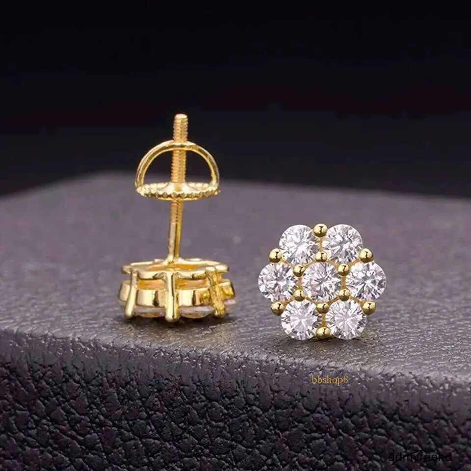 2025 Designer Top Men's 10K Plated Sier Pin VVS Moissanite Real Gold Earrings Jewelry Fashion Gifts ddmyfriend