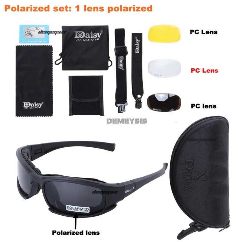 C6 Polarized Glasses CS Hunting Tactical Shooting Airsoft Protection Goggs C5 X7 Motorcyc Riding Sunglasses with 4 ns Kit Y250919