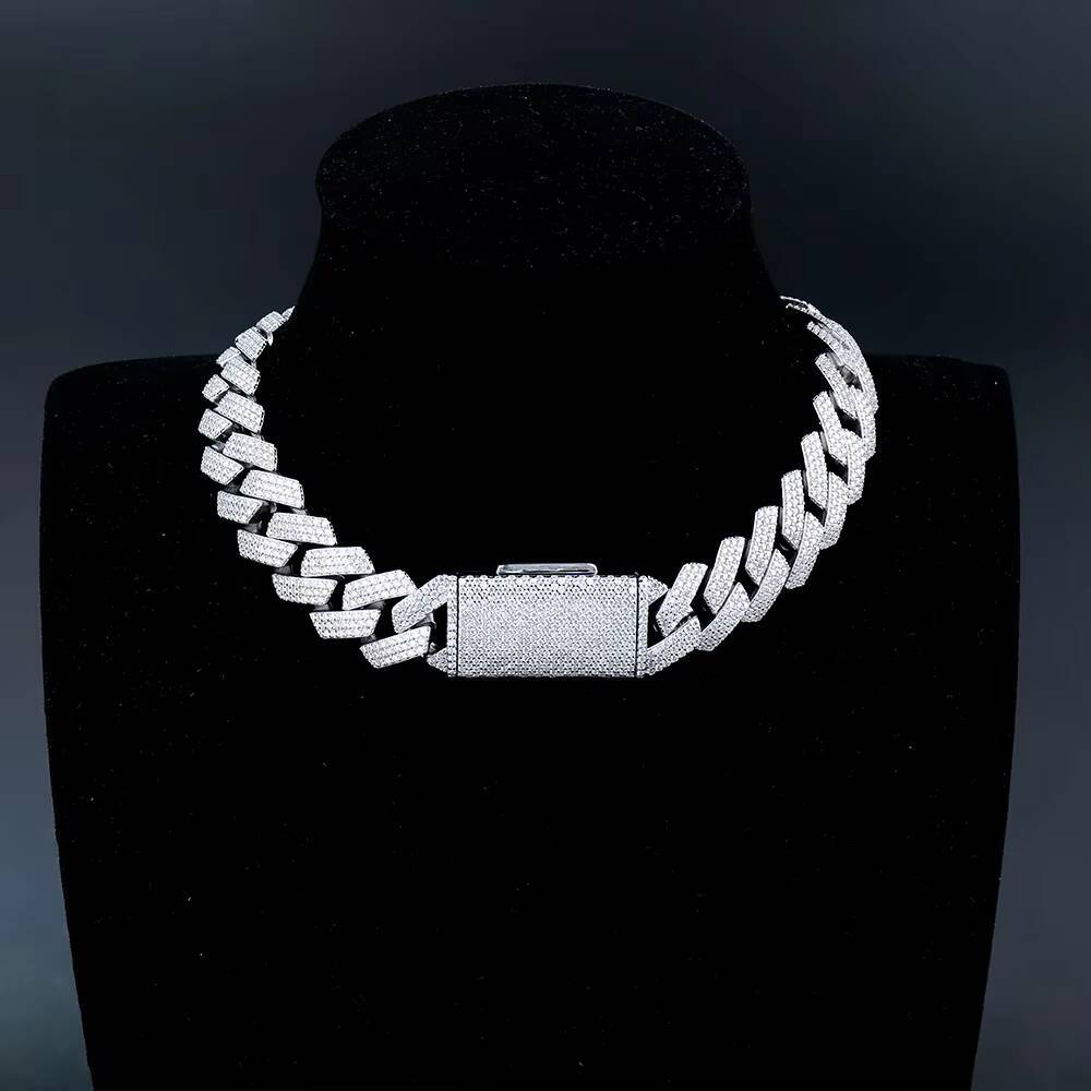 925 Silver Jewelry 8MM Iced Hip Hop Jewelry VVS Moissanite Cuban Link Bracelet for Men