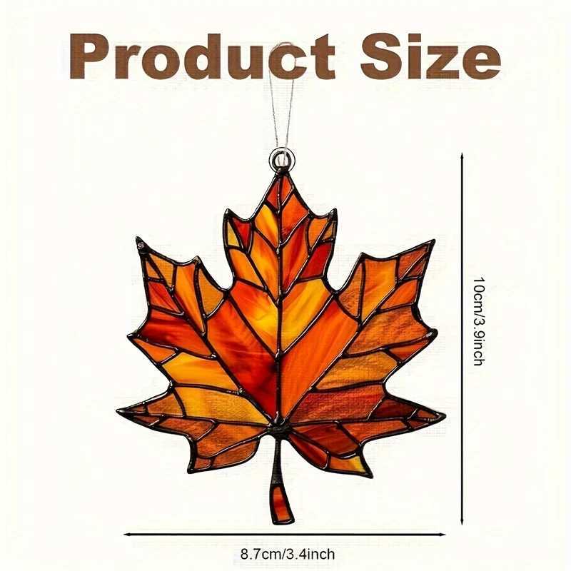 Maple Leaf Suncatcher Stained Glass Window Hanging Decor Glittering Fall Ornament For Thanksgiving Christmas Home Festival Gift C250919