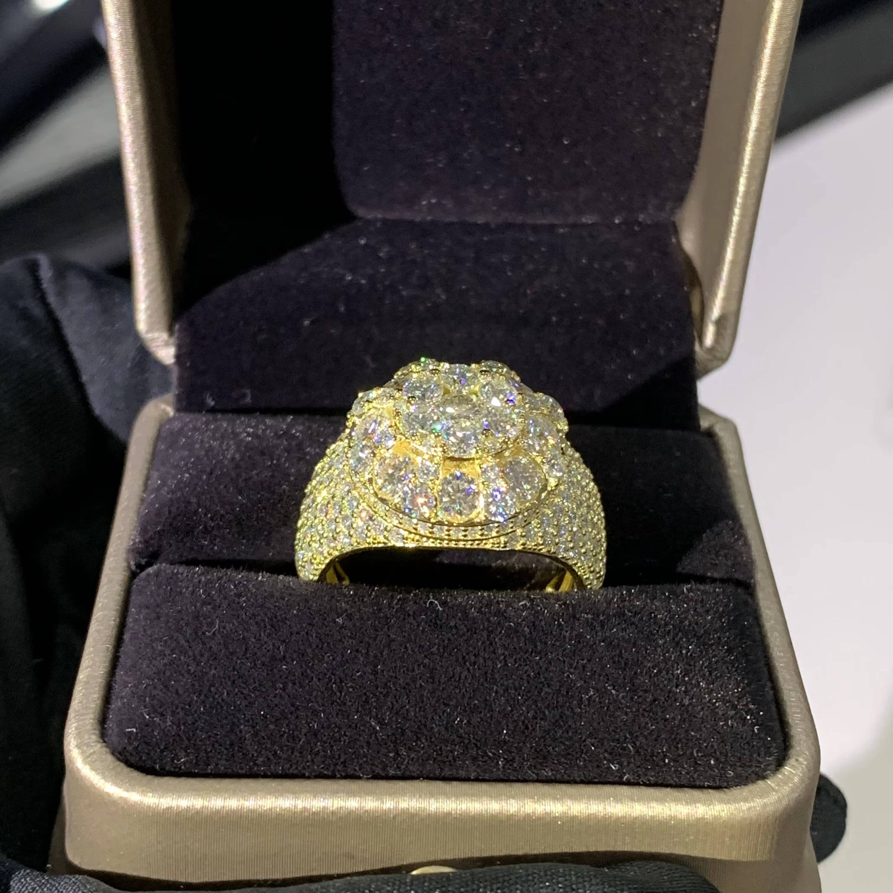 Hiphop Jewelry 14k 18k Gold Plated 925 Sterling Silver Mens Iced Out Diamond Moissnaite Ring HIPHOP Champion Ring