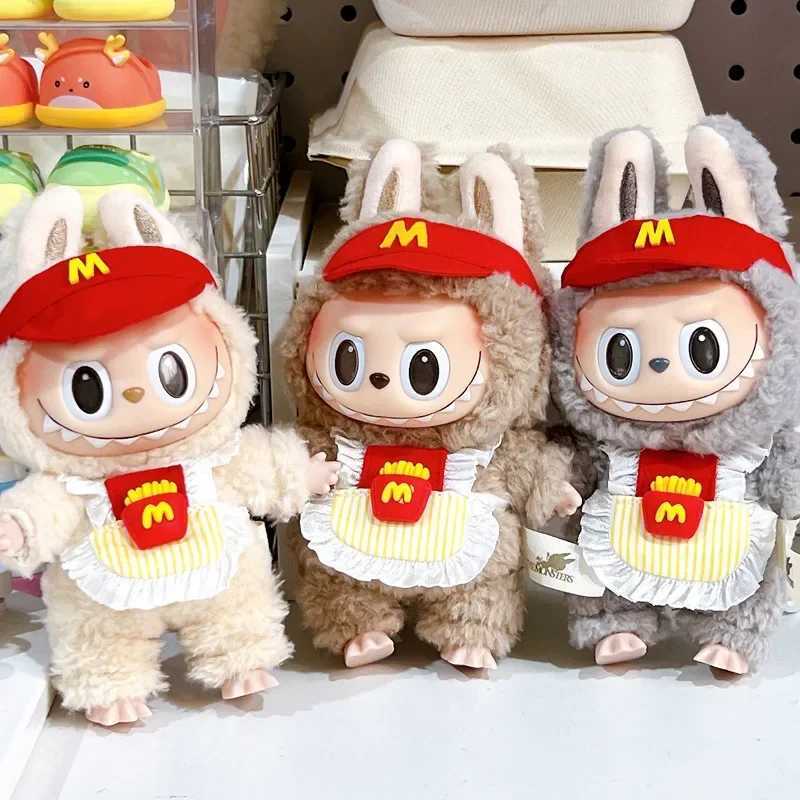 Labubu Doll Clothes 17cm French Fries Apron M Hat Set Cute Role Play Costume Accessories for 1520cm Plush Dolls Kids Gift C250919