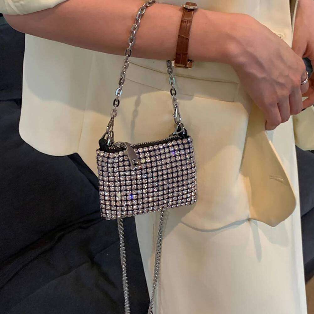 Rhinestone Messenger Bags For Women 2025 Designer Handbags Ladies New Mini Chain Purse Fashion Composite Shoulder Bag