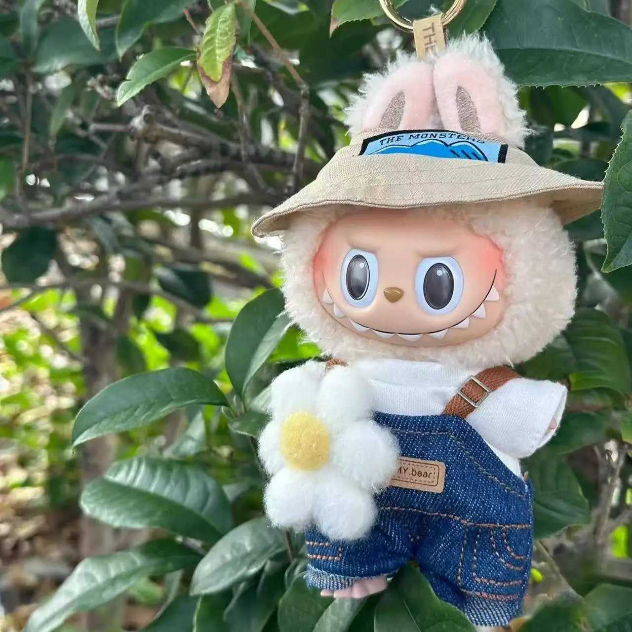 Only Clothes Labubu Dolls Blue Clothes First And Second Generation Suspenders Haruno Outing Small Flower Hat Cute Spring C250919