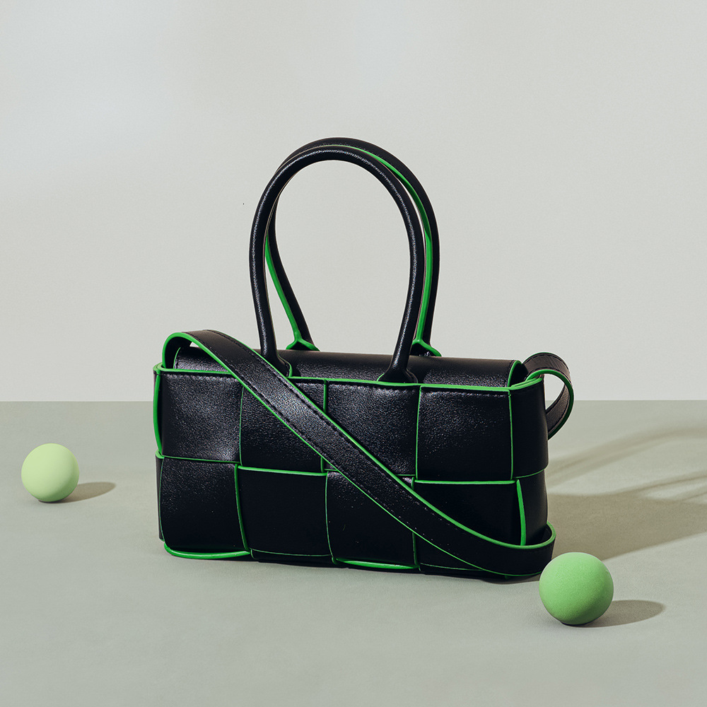 2025 new women's handbag genuine leather woven bag designer small square bag