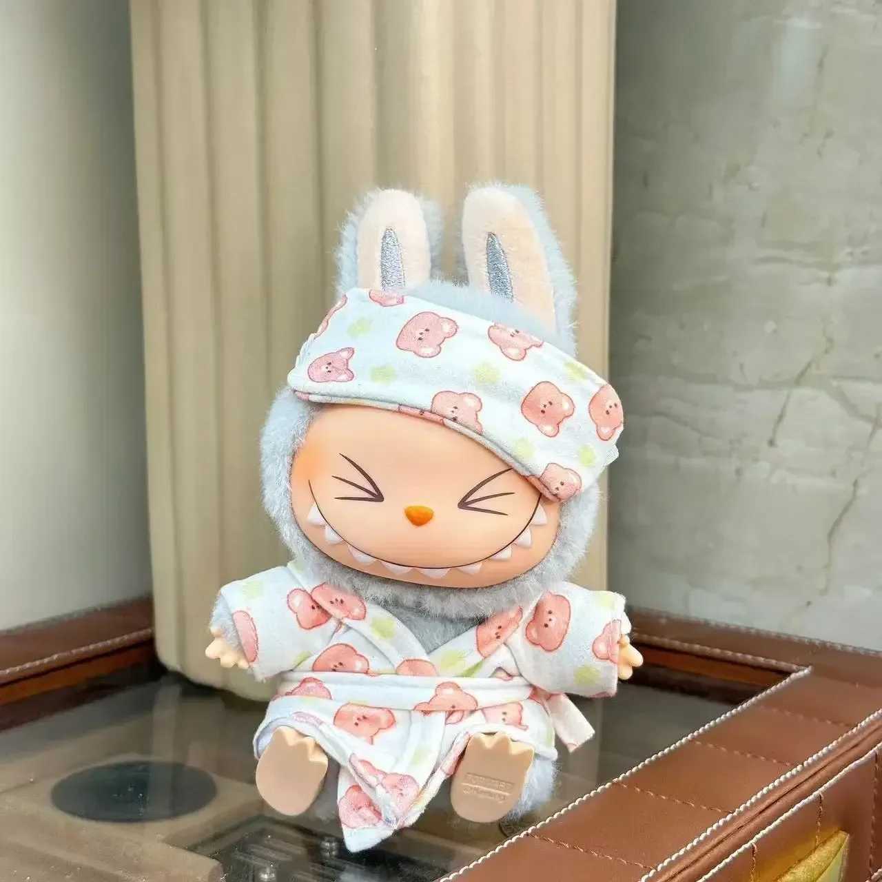 For Labubu clothes 1517cm Mini Pajamas with Eye Mask Threepiece Kawaii V1V2V3 Labubu Clothes Cute Idol Accessories Kids Gifts C250919