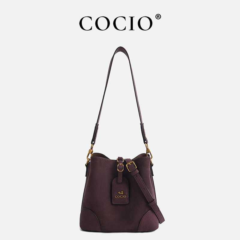 COCIO designer bag New leather bucket bag simple versatile multi compartment handbag niche design hot selling womens bag Luxurious red