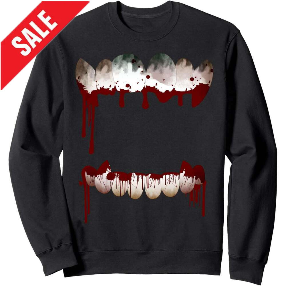 Long Sleeve Shirts for Men sweatshirt Scary Horror Graphic Mouth Bloody Teeth Halloween Sweatshirt T shirt Tee Streetwear Casual tops clothes 2025