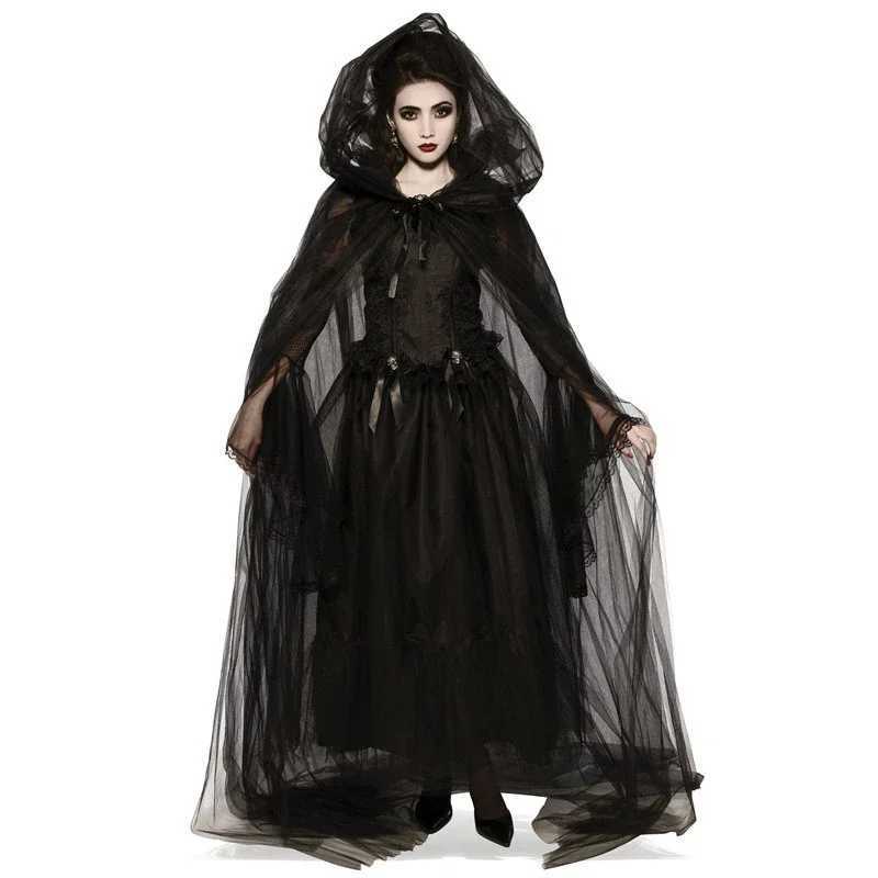 Horror Cosplay Witch Women Scary Zombie Vampire Halloween Carnival Costume Spooky Ghost Medieval Hooded Cape Day of The Dead L250918