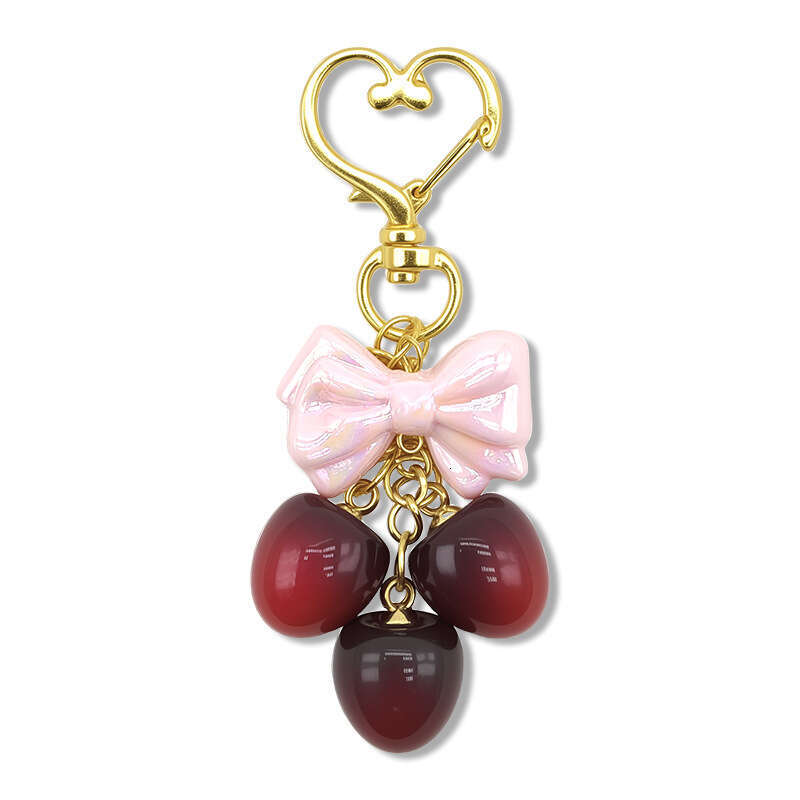 Cute Bowknot Cherry Keychain Wallet Pendant Handbag Accessories Gift for Women
