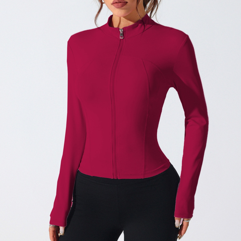 Spring and Summer New Women's Lightweight Breathable Stand Collar Zipper Outdoor Sports Running Tight Yoga Long Sleeve Jacket Top