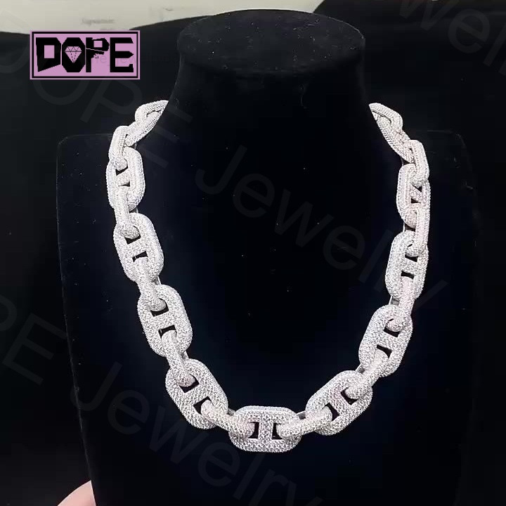 Hip Hop Jewelry Miami Men Pendant Necklace S925 Sterling Silver Iced Out Moissanite Cuban Chain