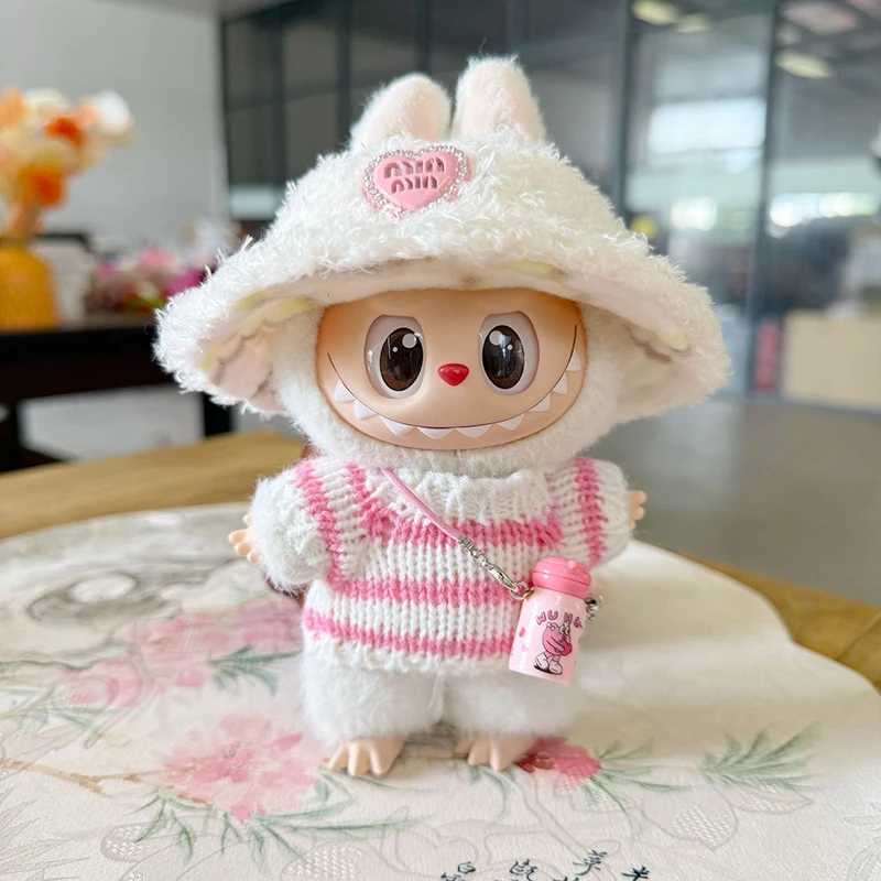 17cm Labubu Clothing Kawaii Accessories Doll Clothes Fleece Hat Striped Sweater Anime Diy Decortoy Set Birthday Holiday Children C250919