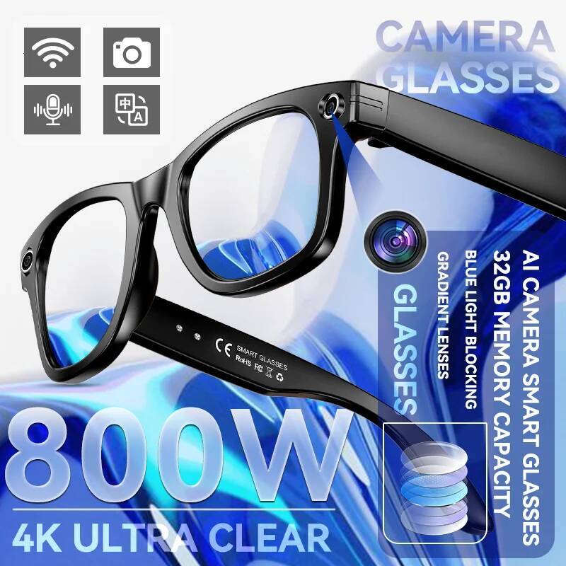2025New Men Camera Smart Wifi 800W Pixel 4K Ultra Clear Videography AI Translation 32GB Anti Blue Light Women Glasses Intelligent Glasses