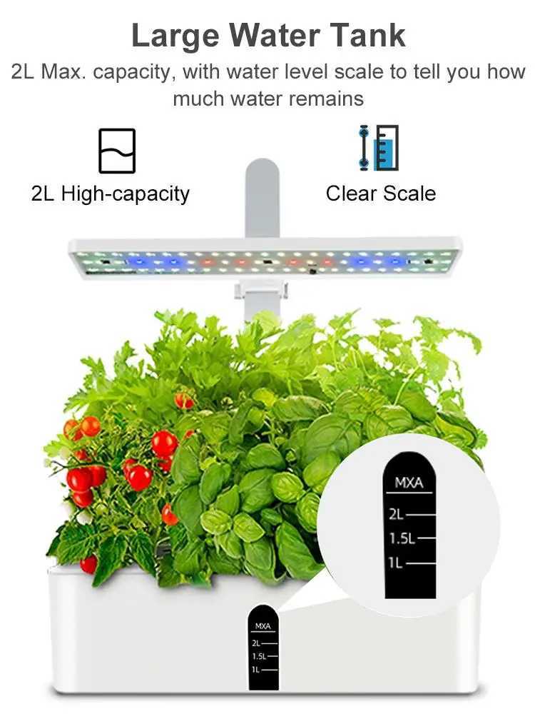 Hydroponics Growing System Automatic Timing Indoor Garden Kit 9 Pods Height Adjustable 15W LED Grow Lights 2L Water Tank C250919