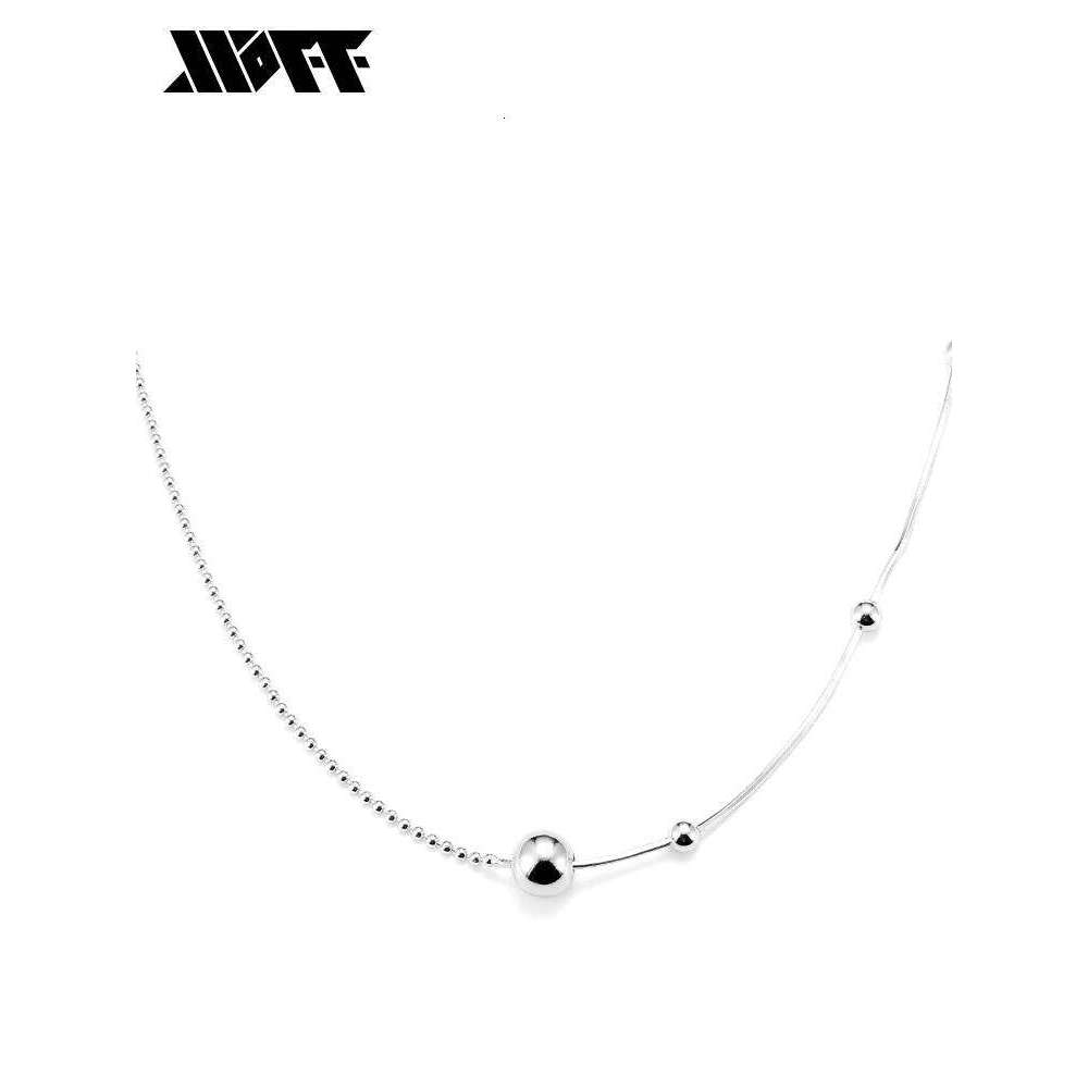 XXOFF Light Niche Snake Bone Sier Bead Chain Fancy Splicing Adjustable Necklace Gift for Girlfriend