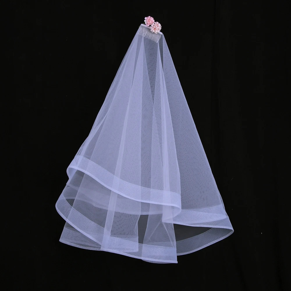 Wedding Bride Headdress Full Of Romantic Church Wedding Style Ladies White TwoLayer Gauze Fingertip Veil 250918