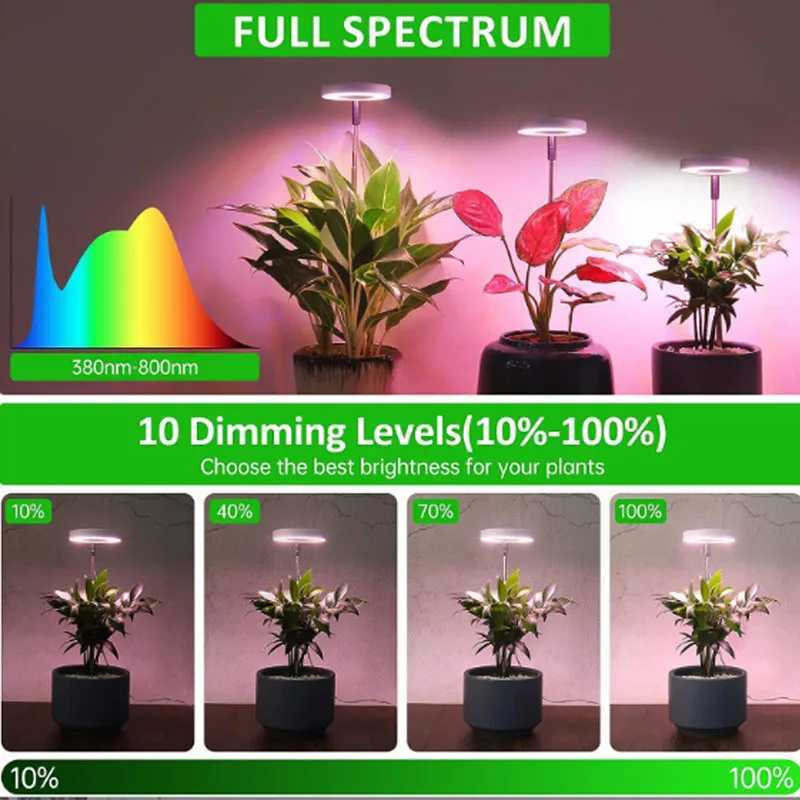 LED Grow Light Full Spectrum Plant Lamp Adjustable Dimmable Growing Lamp LED Hydroponics Lamp with Timer for Indoor Plants Light C250919