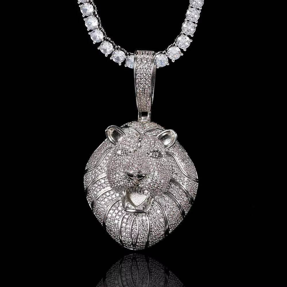 NUOYA Iced Out Lion Pendant Necklace Big Hip Hop Bling Gold Plated Moissanite Customizable Wholesale Mens Jewelry Gift