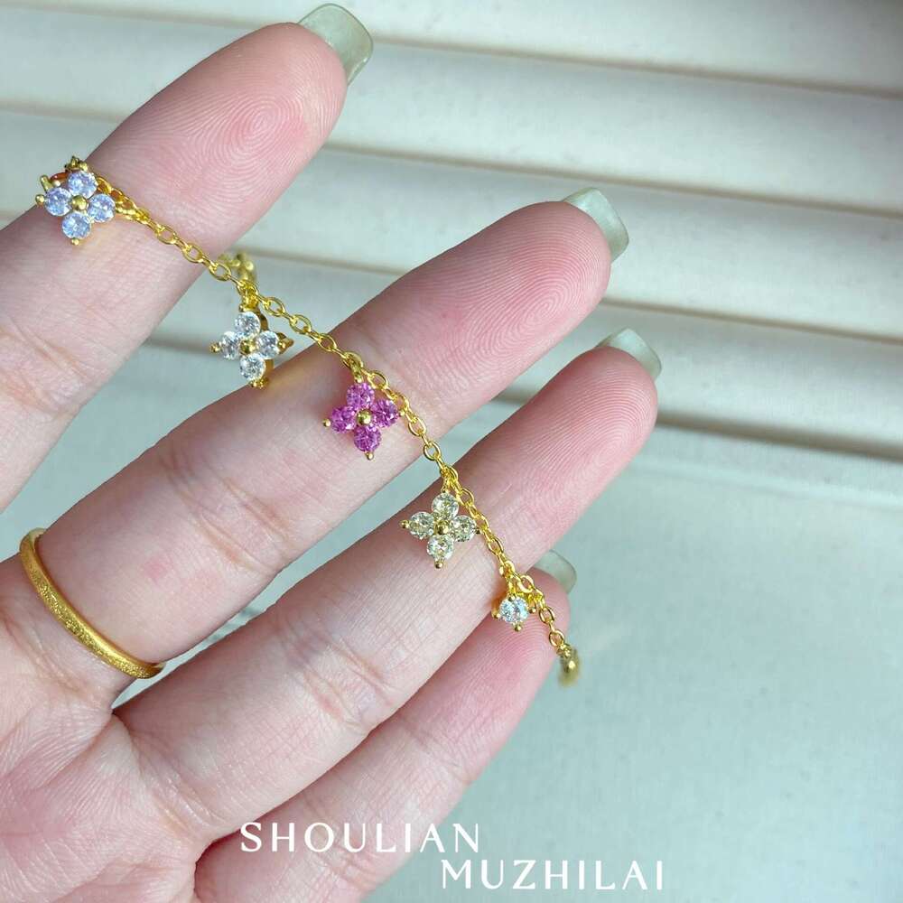 Summer Dopamine Rainbow Candy Star Bracelet for Women High-End Niche Design Colorful Flower Hand Jewelry Korean Style