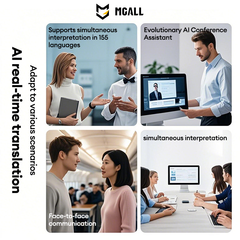 MGALL Wireless Bluetooth Earphones HY-C09 BT6.0 Earhook Style AI Conference Assistant Translation Earbuds HD Calling Music Headset