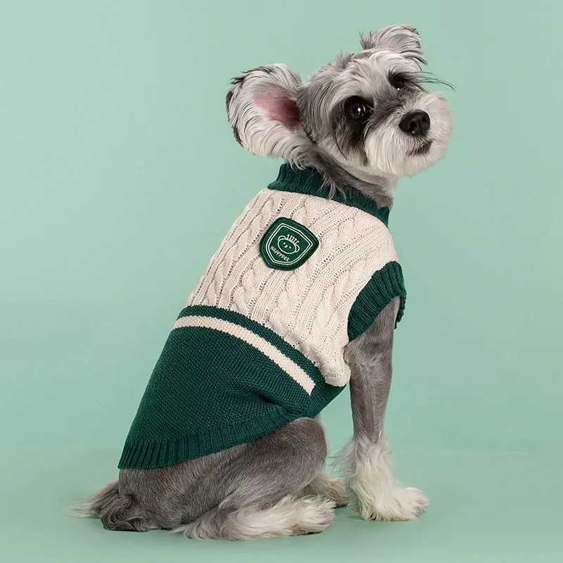 Dog Cat Sweater College Style Winter Pet Clothes for Small Medium Dogs Puppy Knitted Vest Bulldog Teddy Chihuahua Warm Sweater S25911
