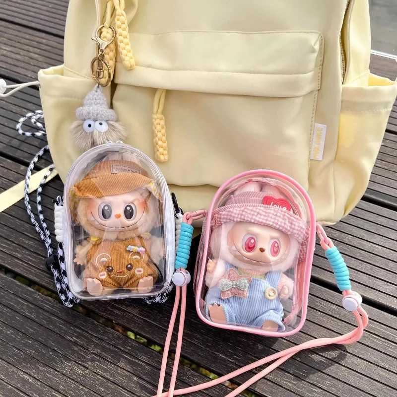 Labubu Protect Case Labubu Sitting Party 15cm Cotton Doll Shoulder Pain Bag PVC Storage Bag Labubu C250919