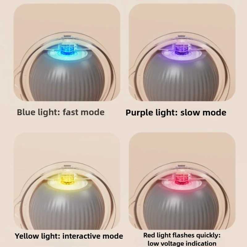 Cat Interactive Ball Toys 3 Mode Automatic Rolling Ball Faux Tail Rechargeable Pet Electric Toy Cat Training Imitate Mouse X250918