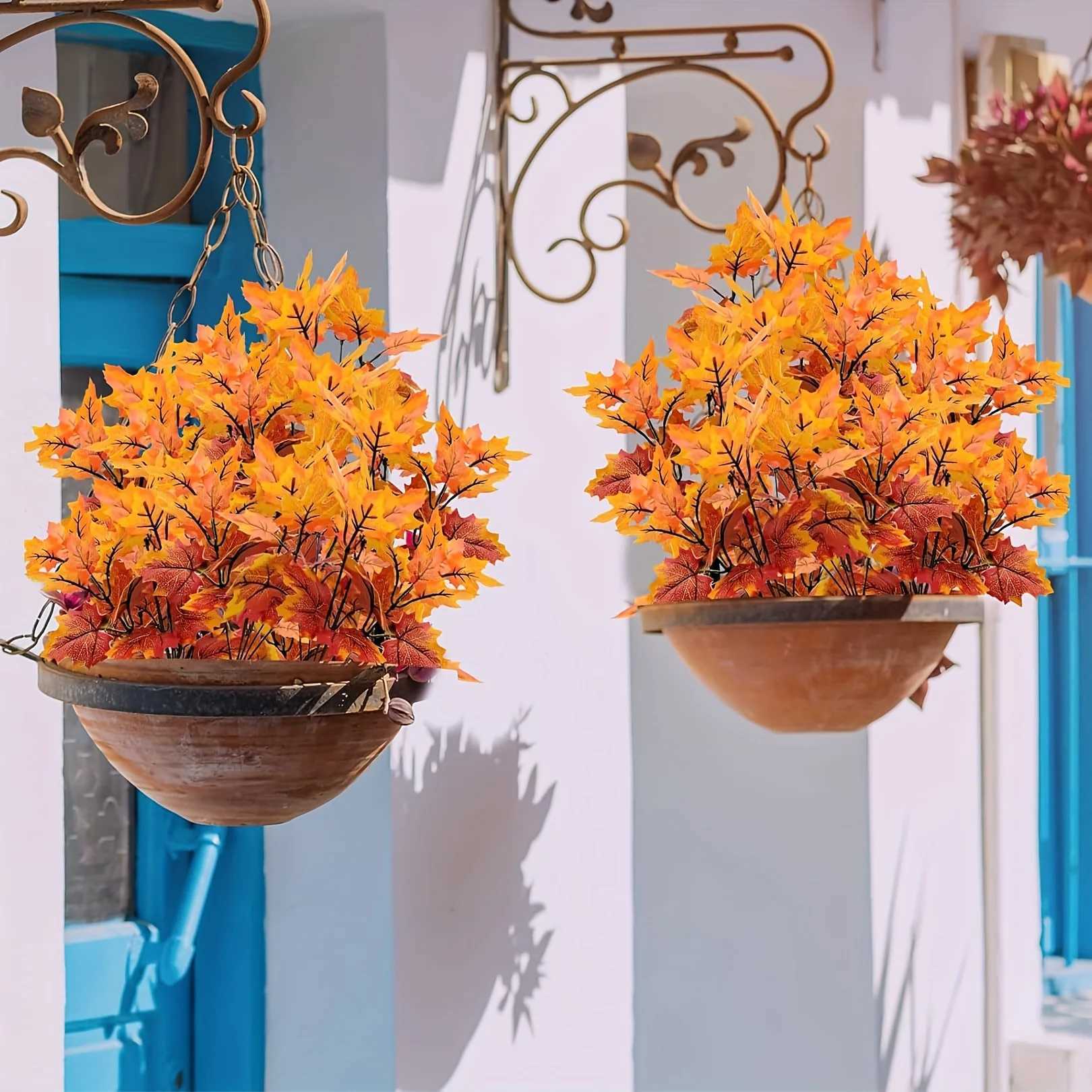 2pcs Artificial Flowers Maple Leaves Realistic Plastic Autumn Decor Vibrant Christmas Halloween Hues Home Decor in Living Rooms C250919