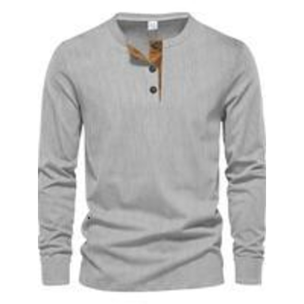 Solid Button Front Corduroy Henley Tee, Loose Casual Long Sleeve Round Neck T-shirt Spring & Fall, Fashion Men's Top for Daily Wear