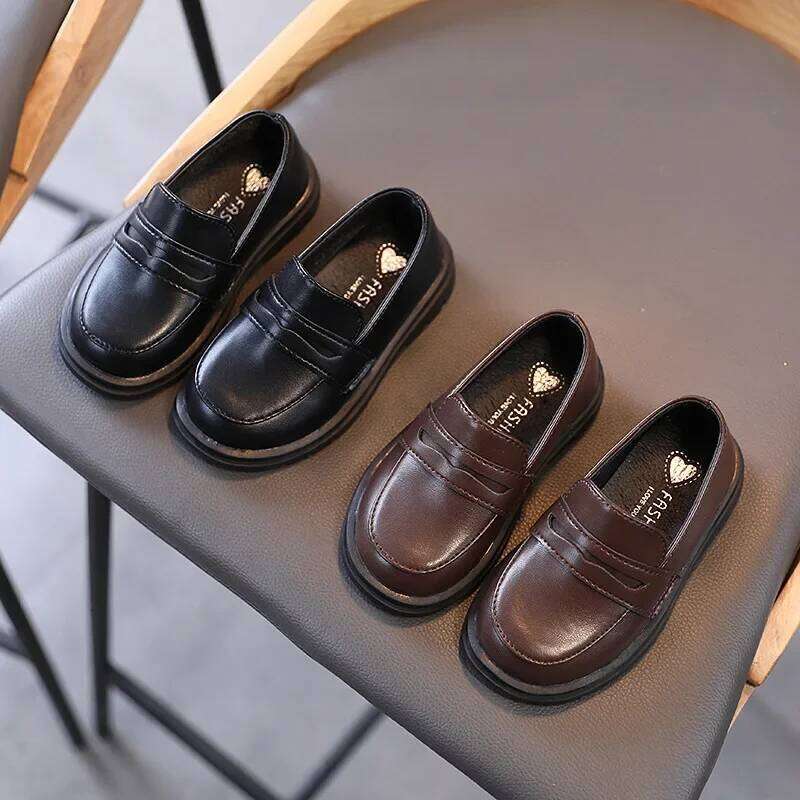 Children Leather Shoes Boys Girls Kids Loafers Slip-on School Flats Casual Sneakers for Wedding Formal Ocns Party 21-36