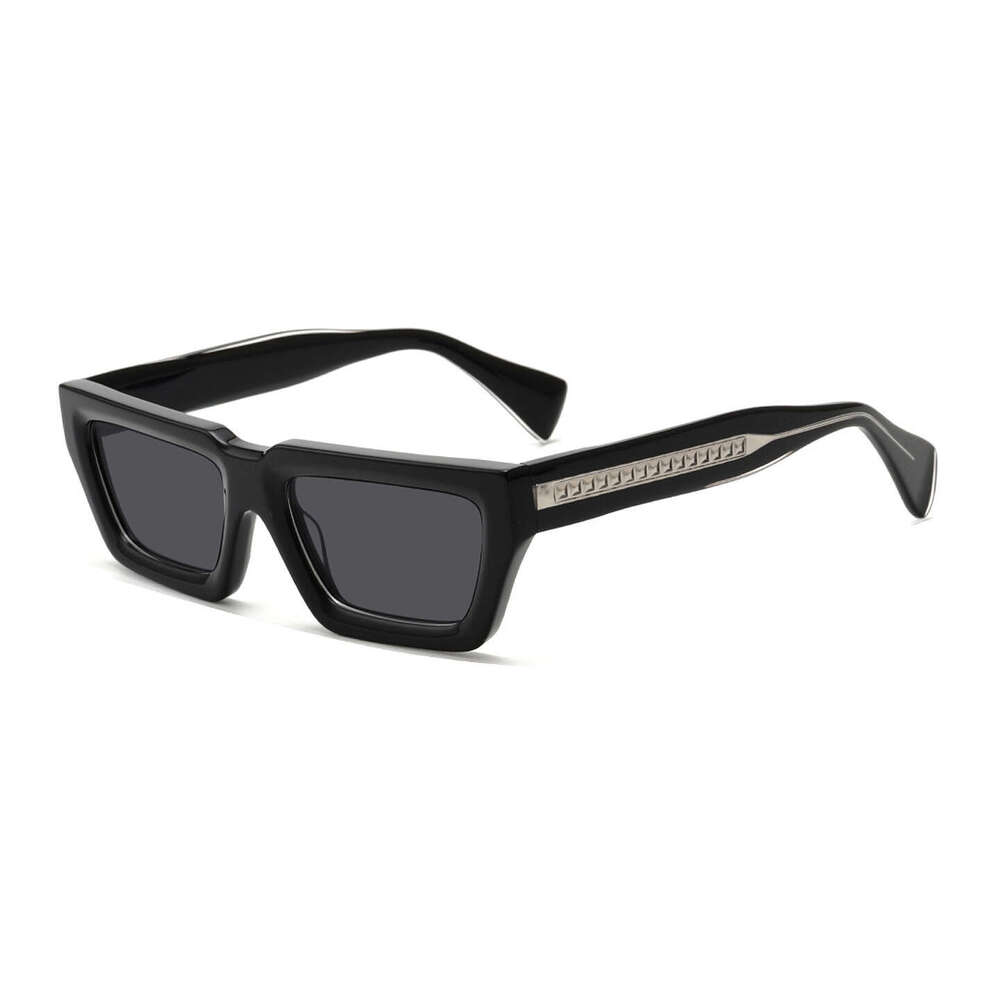 Square Trendy Street Style Disco Small Frame High-end Pin Insert Leak-proof Acetate Sunglasses