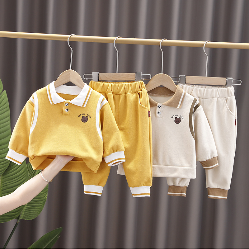 2025 New Autumn Baby Boys' Sweatshirt Set Stylish Long Sleeve 2 Piece Outfit for Toddlers Spring & Autumn Wear