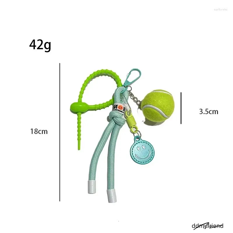 Keychains Decorative Colorful Smiling Tennis Car Keychain Creative Backpack Pendant Female Gift Nylon Rope Decoration ddmyfriend