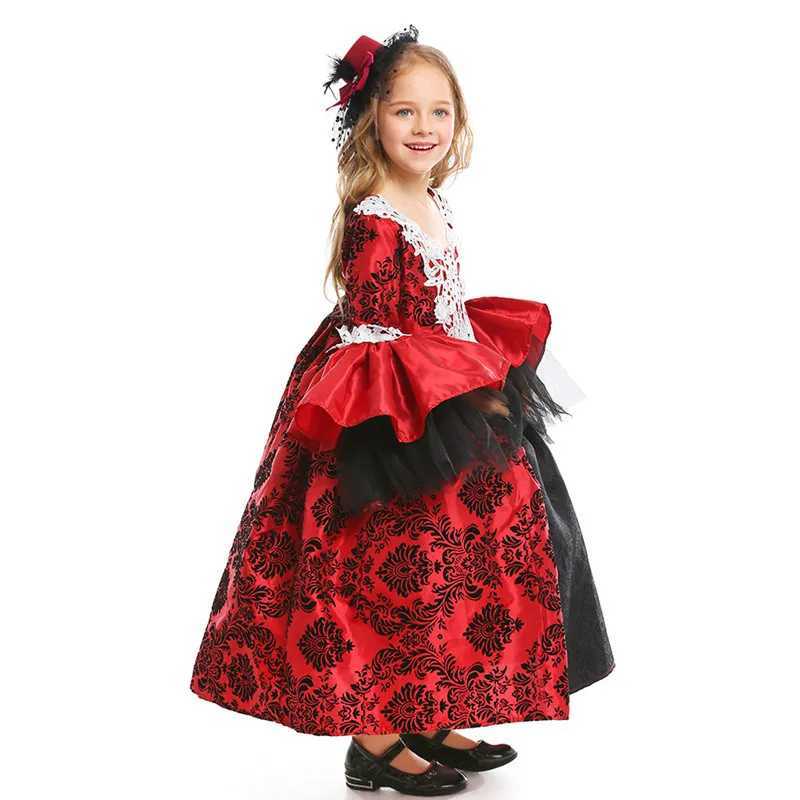 XSL Kids Children Halloween Vampire Costumes Girls Princess Young Lady Cosplay Carnival Purim Masquerade Role Play Party Dress L250918