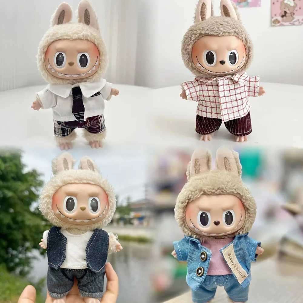 17cm Plush Dolls Clothes The Monster for Labubu Outfit Accessories Clothing DIY Kids Gift Boys Suit Jacket Tshirt 3 Pcs Set C250919