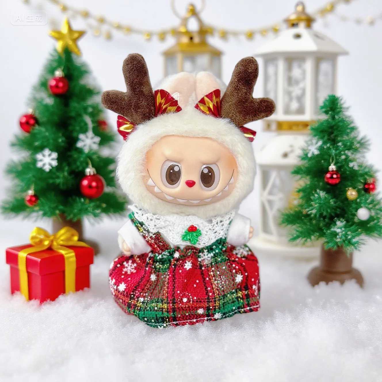 For Labubu Christmas Deer Set Santa Claus Dress Up for V1V2V3 Outfit Holiday Gift Vinyl Doll Dressup Game Christmas Gifts C250919