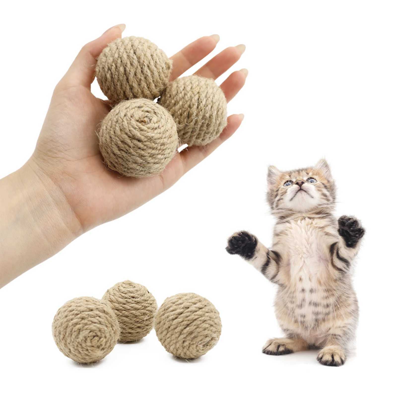 1 Pc Pet Cat Hemp Rope Ball Rolling Interactive Handwoven Cat Scratching Interactive Ball Sound Ball To Attract Attention Toy X250918